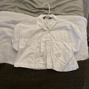 White Cropped Button Up Blouse